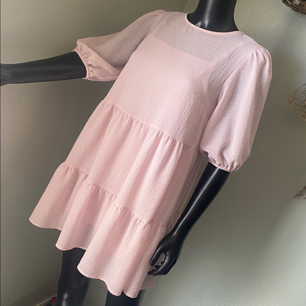 H&M Light Pink Babydoll Tiered Casual Dress - Picture 4 of 12